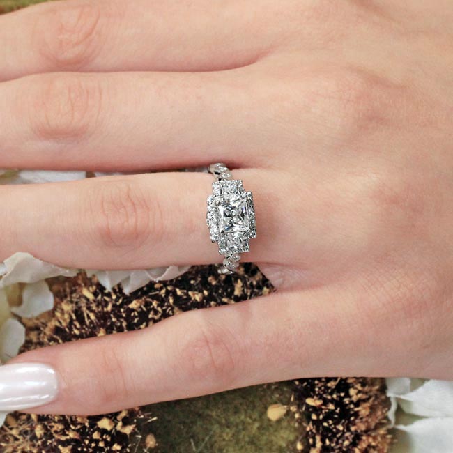 Vintage Three Stone Lab Diamond Engagement Ring Image 4