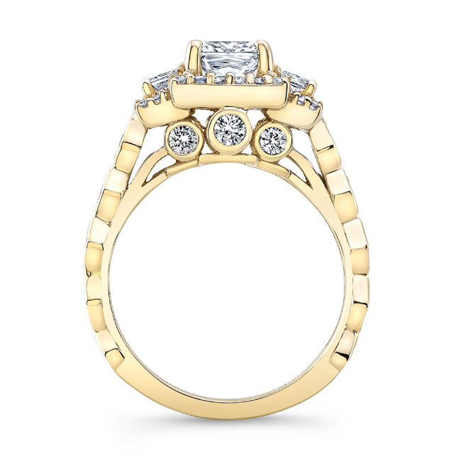  Yellow Gold Vintage Three Stone Engagement Ring Image 2