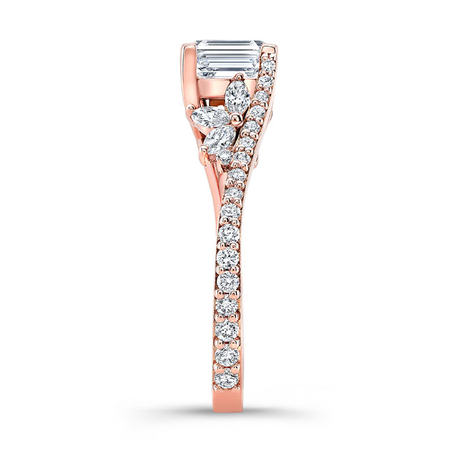  Rose Gold 1 Carat Emerald Cut Diamond Ring Image 3