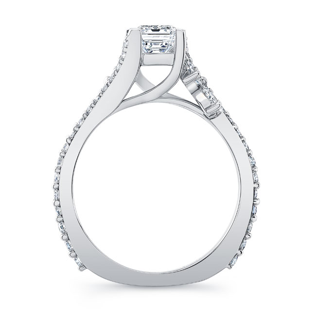 Platinum 1 Carat Emerald Cut Diamond Ring Image 2