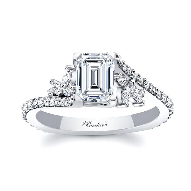 Platinum 1 Carat Emerald Cut Moissanite Ring Image 1
