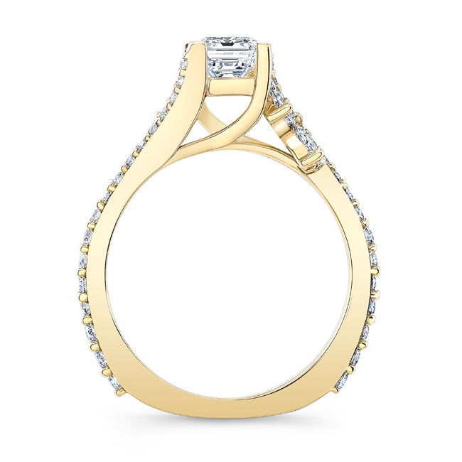  Yellow Gold 1 Carat Emerald Cut Diamond Ring Image 2