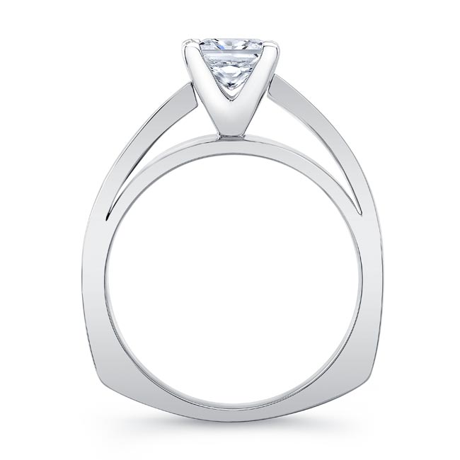  White Gold Princess Cut Moissanite Cathedral Solitaire Ring Image 2