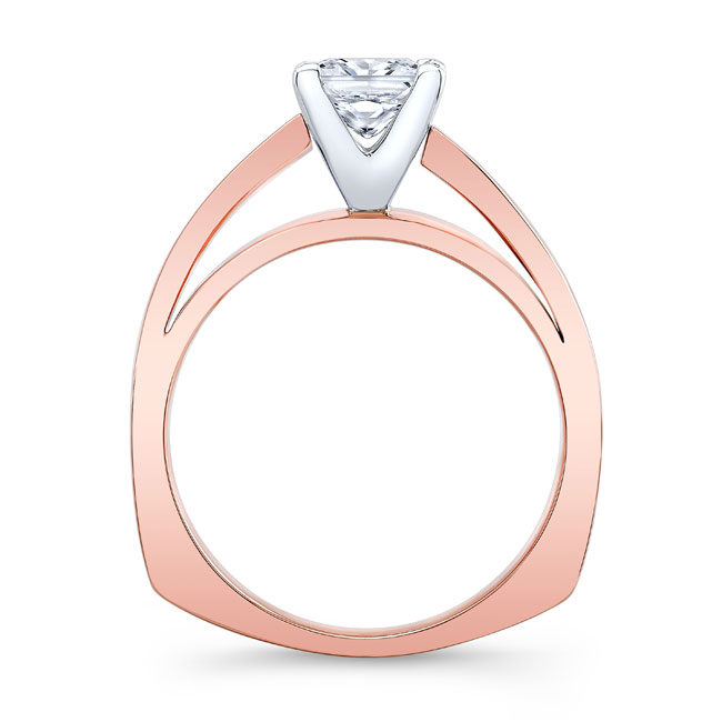 Rose Gold Princess Cut Moissanite Pave Engagement Ring Image 2