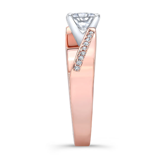 Rose Gold Princess Cut Lab Diamond Pave Engagement Ring Image 3