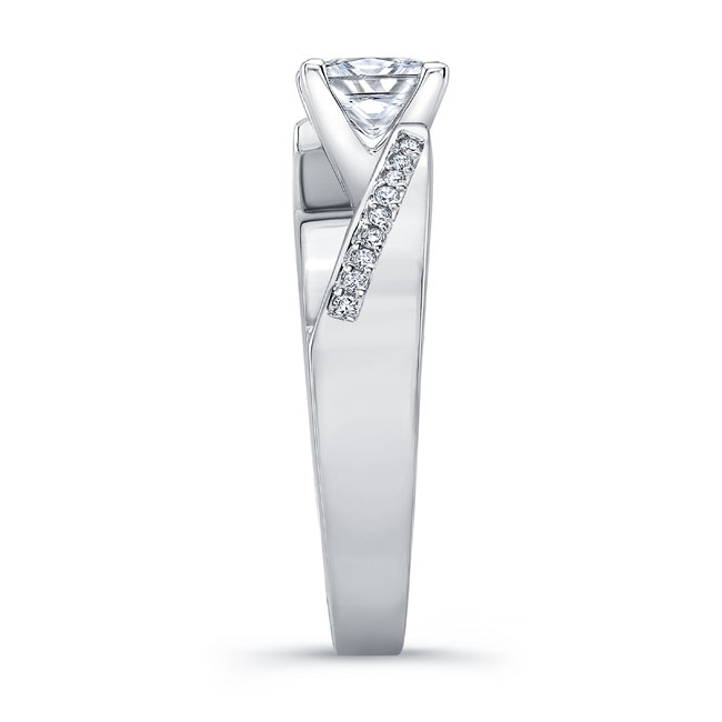 Platinum Princess Cut Pave Engagement Ring Image 3