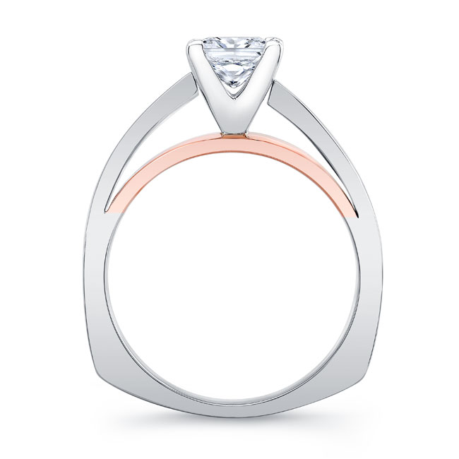  White Rose Gold Princess Cut Lab Diamond Pave Engagement Ring Image 2