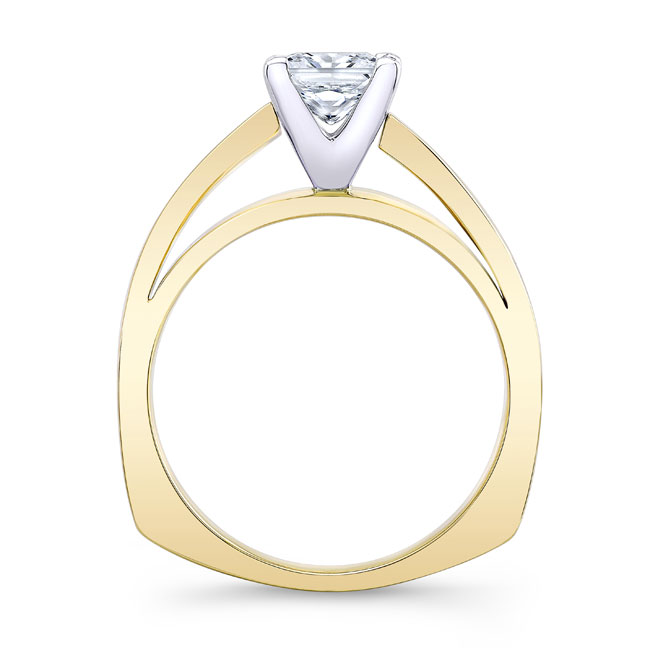 Yellow Gold Princess Cut Pave Engagement Ring Image 2