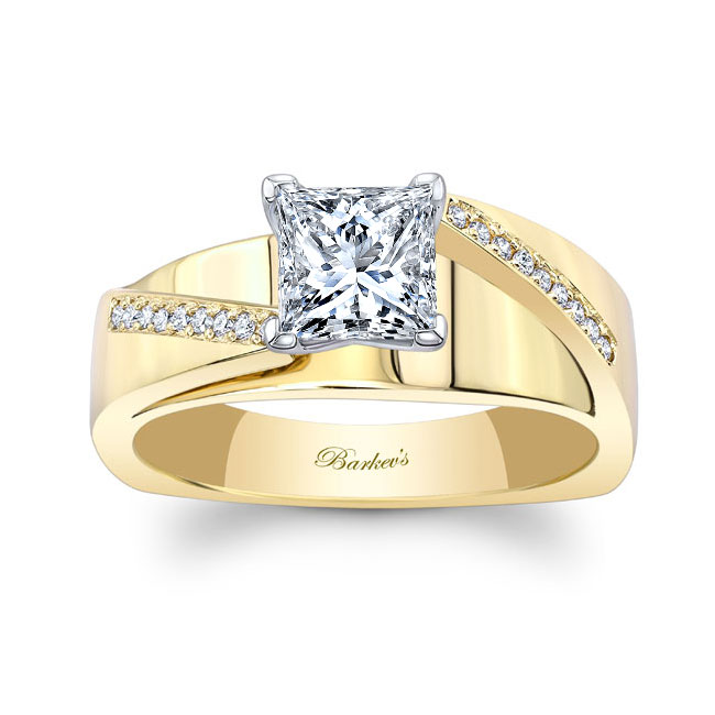 Princess Cut Moissanite Pave Engagement Ring