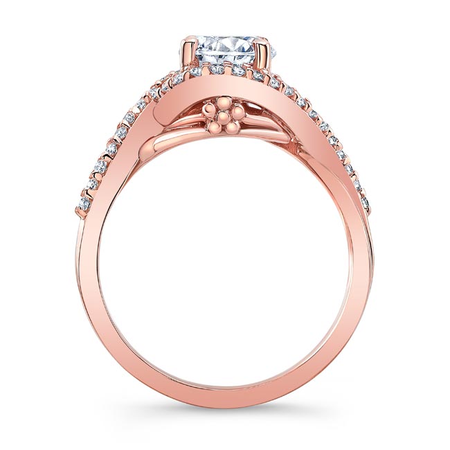  Rose Gold Twisted Halo Moissanite Engagement Ring Image 6