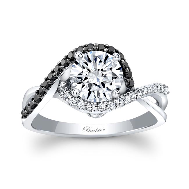 Twisted Halo Black Diamond Accent Engagement Ring