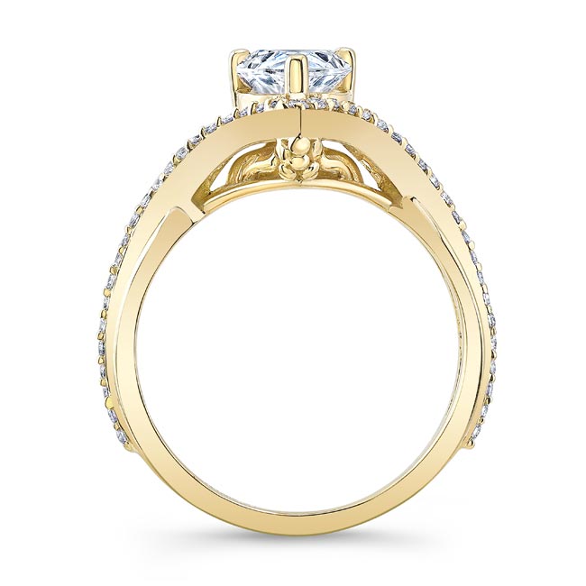  Yellow Gold Unique Pear Shaped Moissanite Ring Image 6
