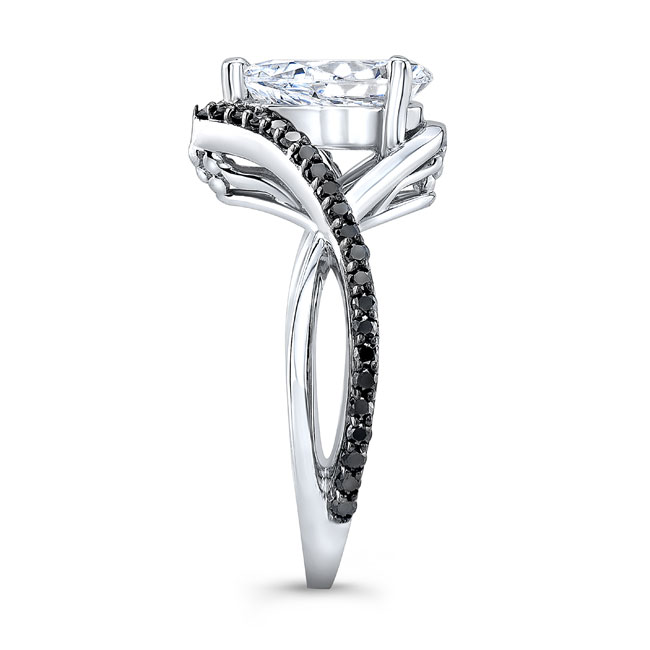 Platinum Unique Pear Shaped Black Diamond Accent Ring Image 7