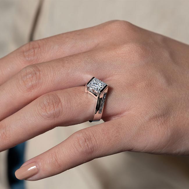  Princess Cut Lab Grown Diamond Wide Band Engagement Ring Image 5