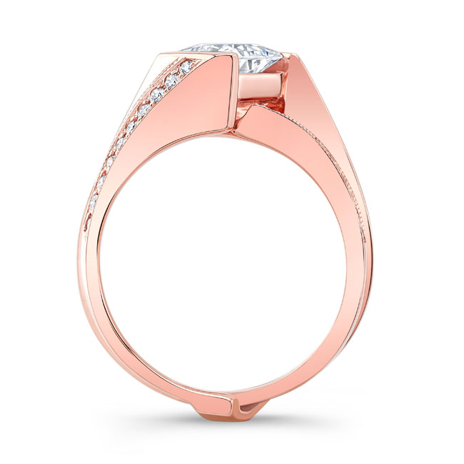  Rose Gold Interlocking Princess Cut Diamond Bridal Set Image 2