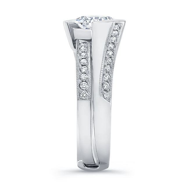 Platinum Interlocking Princess Cut Moissanite Bridal Set Image 3