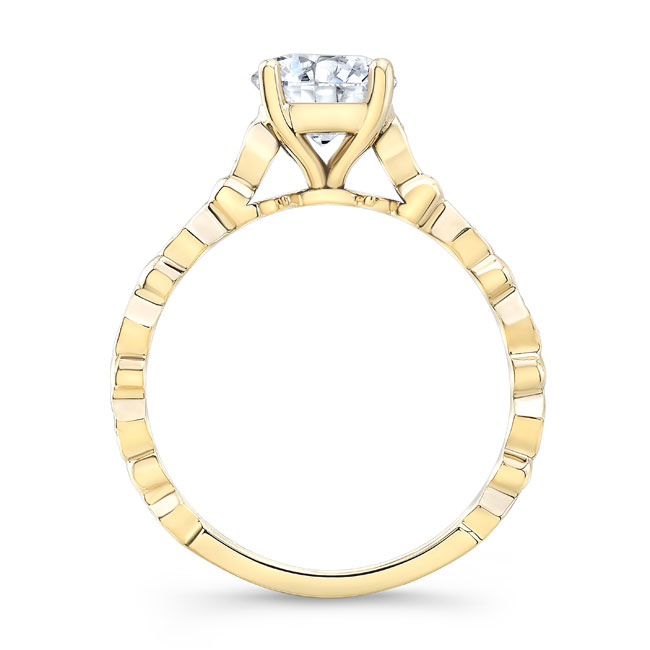  Yellow Gold Art Deco Moissanite Engagement Ring Image 2