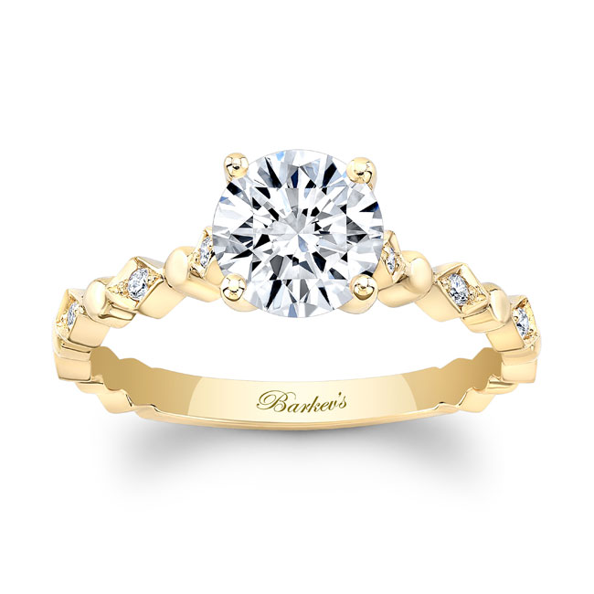  Yellow Gold Art Deco Moissanite Engagement Ring Image 1