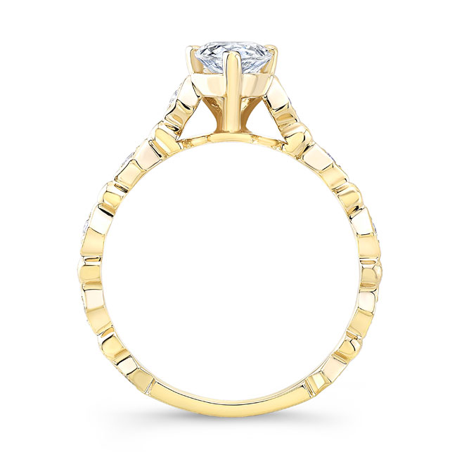 Yellow Gold Art Deco Pear Shaped Lab Grown Diamond Ring Image 2