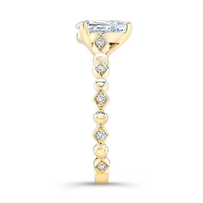 Yellow Gold Art Deco Pear Shaped Moissanite Ring Image 3