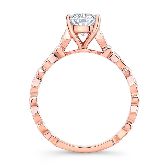  Rose Gold Art Deco Oval Engagement Ring Image 2