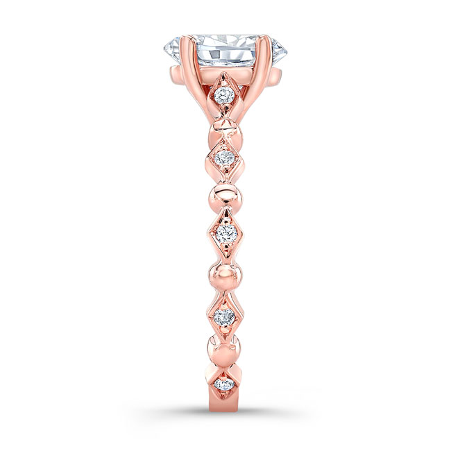  Rose Gold Art Deco Oval Engagement Ring Image 3