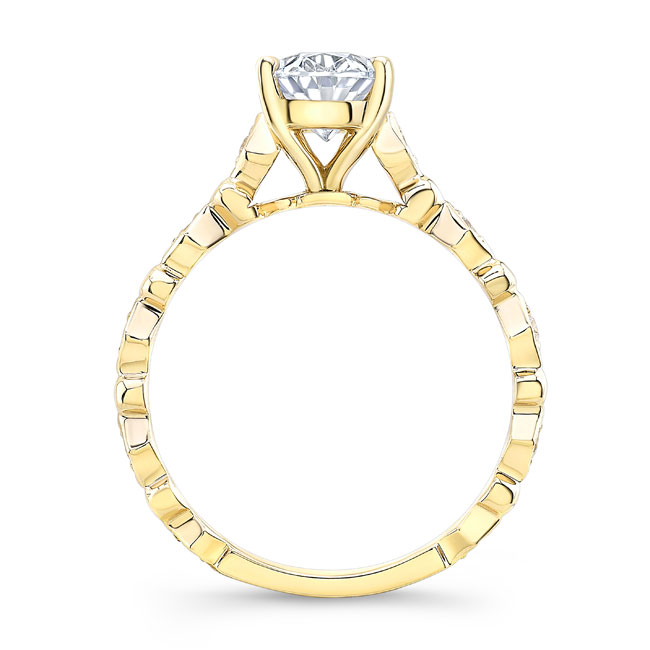  Yellow Gold Art Deco Oval Engagement Ring Image 2
