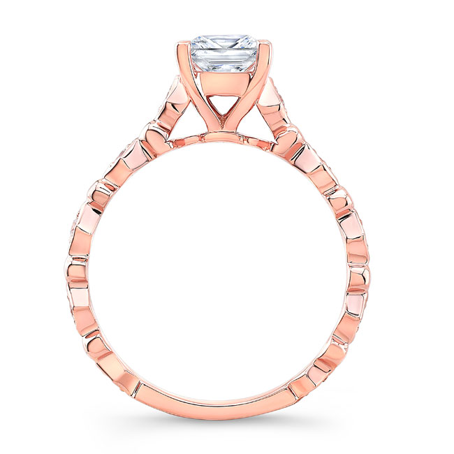 Rose Gold Art Deco Princess Lab Grown Diamond Ring Image 2
