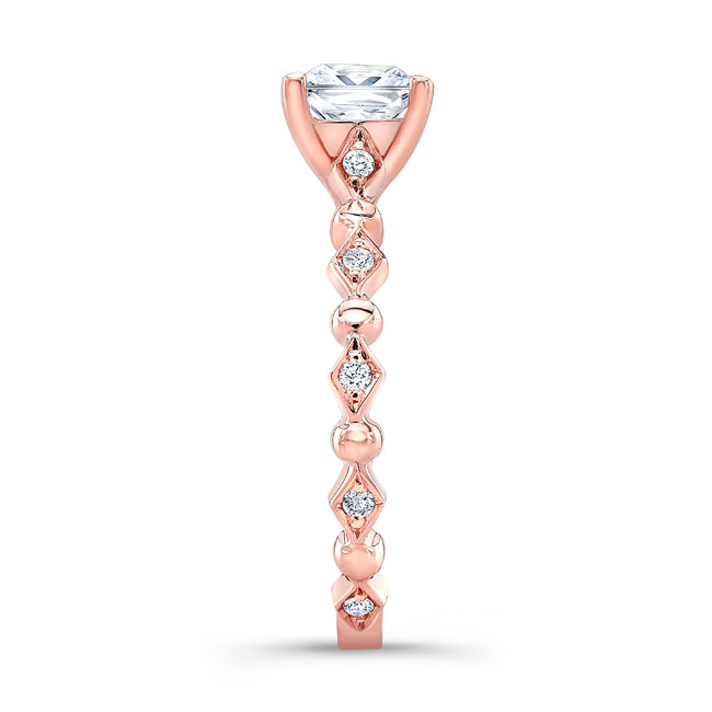 Rose Gold Art Deco Princess Lab Grown Diamond Ring Image 3
