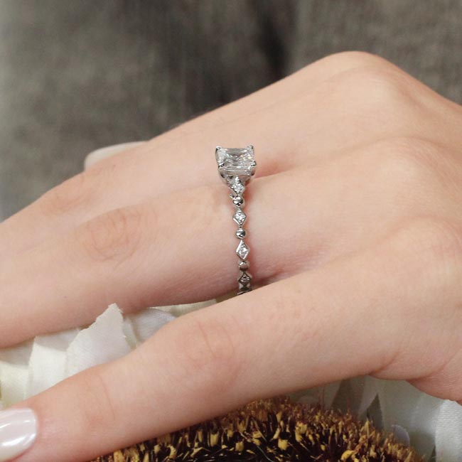 White Gold Art Deco Princess Lab Grown Diamond Ring Image 5