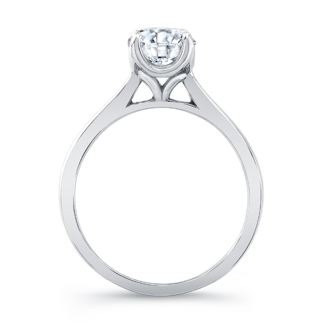  White Gold Delicate Curved Moissanite Solitaire Ring Image 2