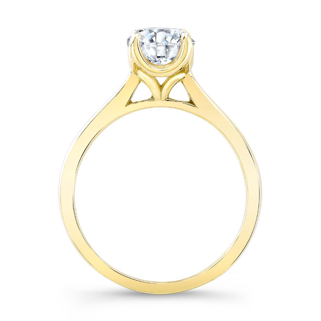  Yellow Gold Delicate Curved Moissanite Solitaire Ring Image 2