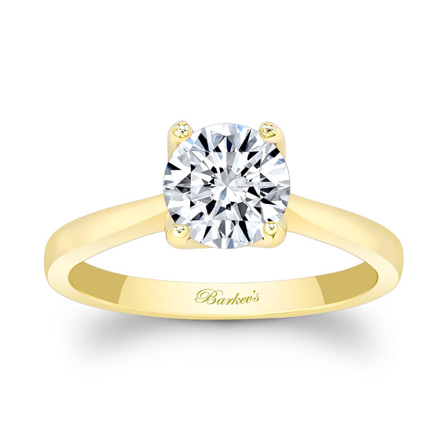  Yellow Gold Delicate Curved Moissanite Solitaire Ring Image 1