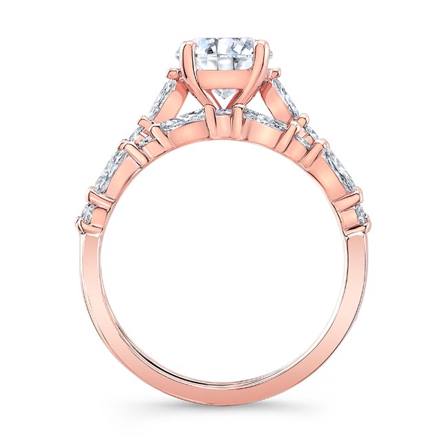 Rose Gold Vintage Style Lab Diamond Wedding Ring Set Image 2