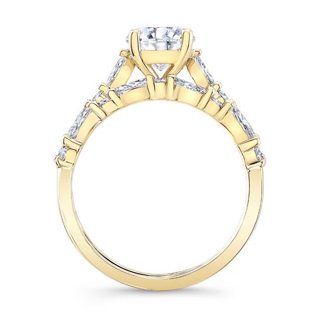 Yellow Gold Vintage Style Moissanite Wedding Ring Set Image 2