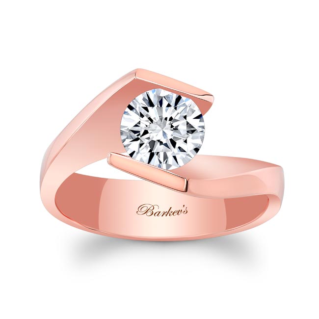  Rose Gold Tension Solitaire Moissanite Ring Image 1