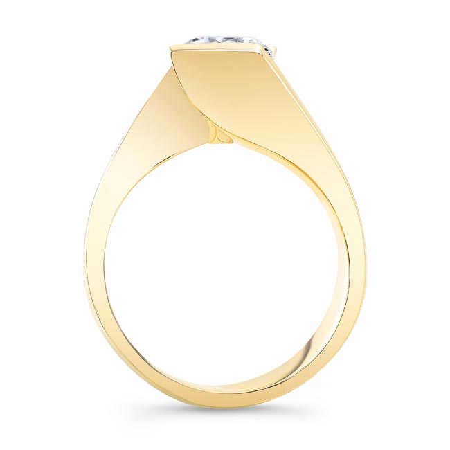  Yellow Gold Tension Solitaire Moissanite Ring Image 2
