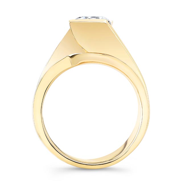 Yellow Gold Tension Solitaire Moissanite Bridal Set Image 2