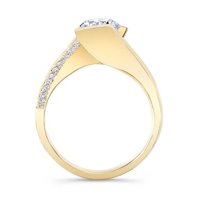  Yellow Gold Tension Setting Lab Grown Diamond Ring Image 2