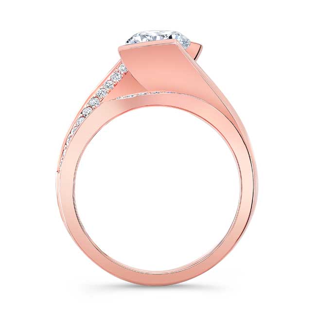 Rose Gold Tension Setting Lab Grown Diamond Bridal Set Image 2