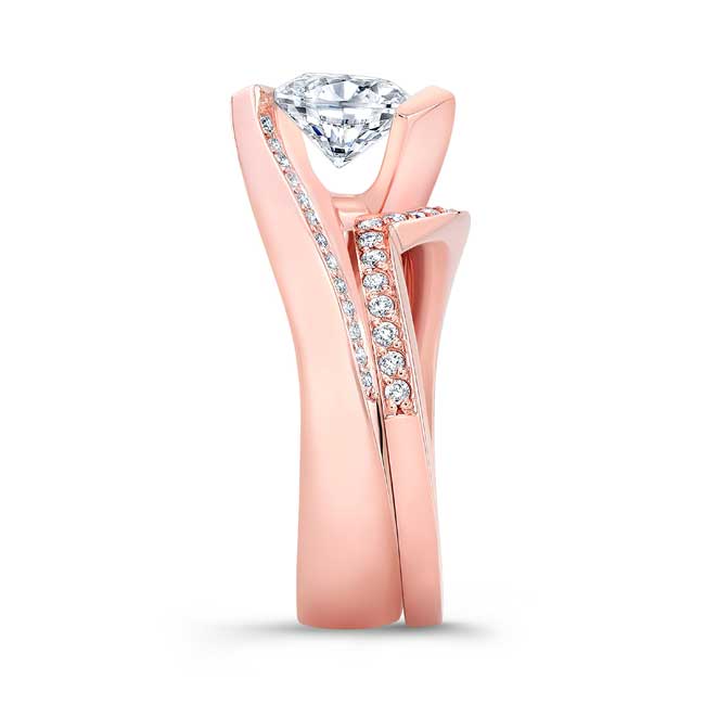 Rose Gold Tension Setting Lab Grown Diamond Bridal Set Image 3