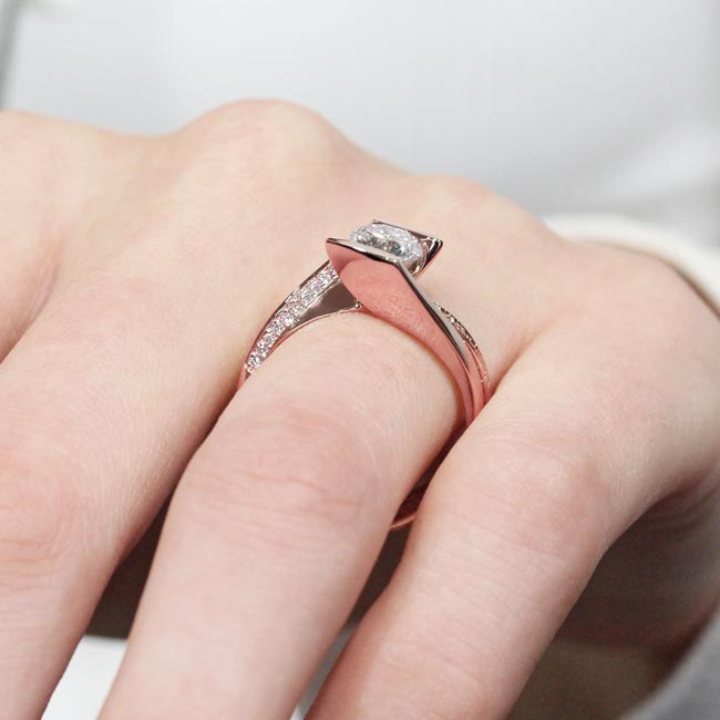 Rose Gold Tension Setting Lab Grown Diamond Bridal Set Image 6