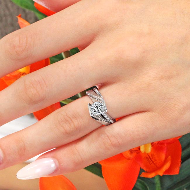  Tension Setting Lab Grown Diamond Bridal Set Image 4