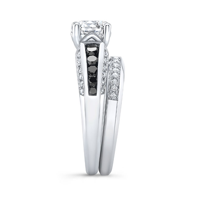  Lab Diamond Channel Wedding Ring Set With Black Diamond Accents Image 3