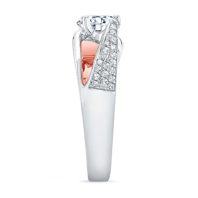  White Rose Gold 3 Row Diamond Moissanite Ring Image 3