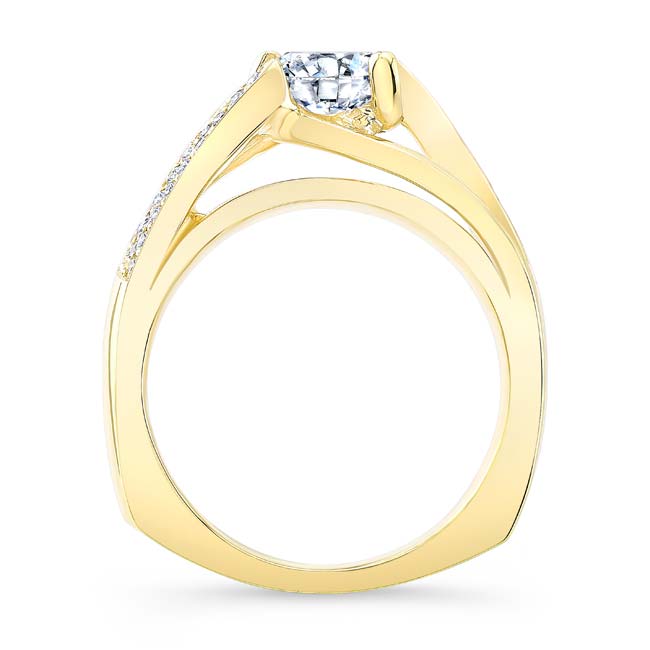  Yellow Gold 3 Row Diamond Moissanite Ring Image 2