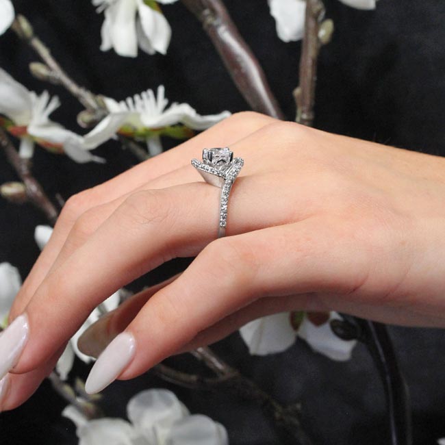 Platinum Floating Halo Lab Grown Diamond Engagement Ring Image 5