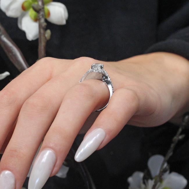 White Gold Floating Halo Lab Grown Diamond Engagement Ring Image 6