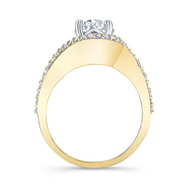  Yellow Gold Floating Halo Moissanite Engagement Ring Image 2