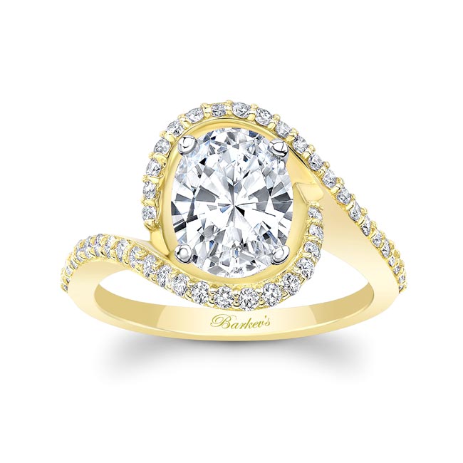  Yellow Gold 2 Carat Oval Moissanite Ring Image 1